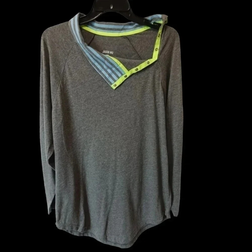 Jason Wu for Eva air pajama shirt size Large gray and green unisex